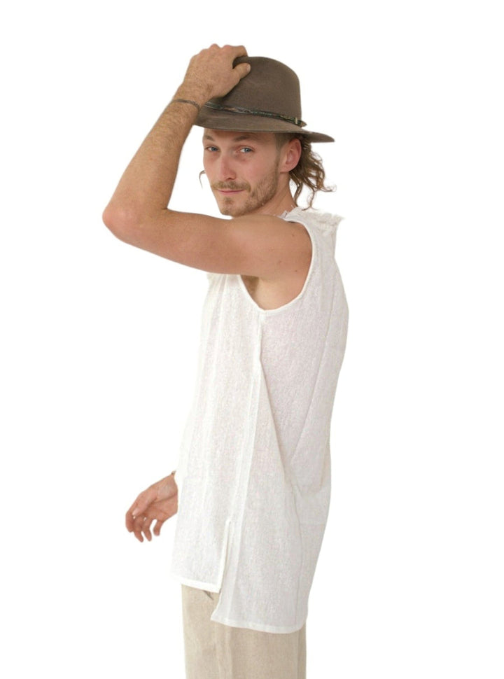 Organic Cotton Sleeveless Men's Tank (White)
