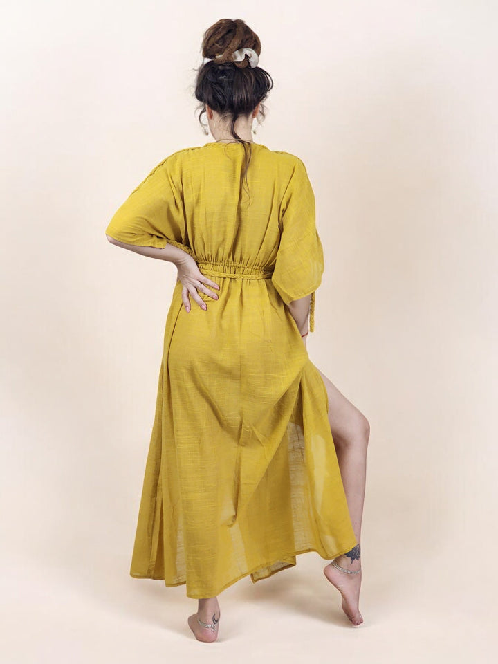 Linen Rope Goddess Maxi Dress (Turmeric)