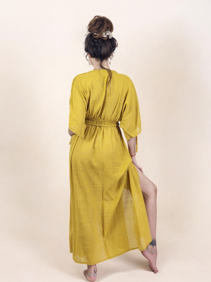 Linen Rope Goddess Maxi Dress (Turmeric)