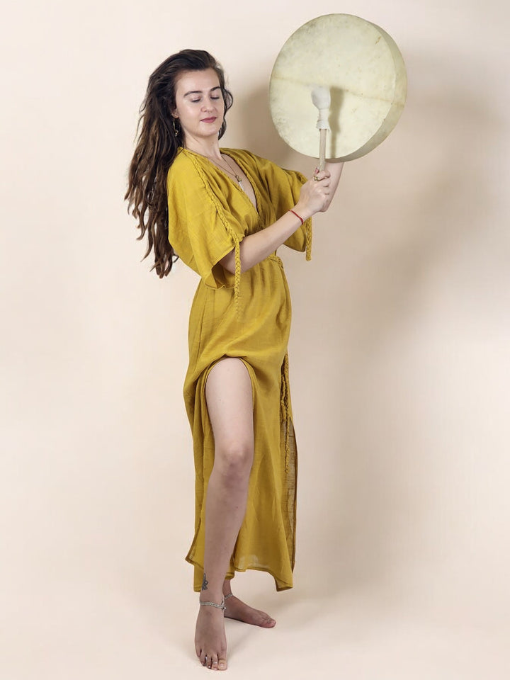 Linen Rope Goddess Maxi Dress (Turmeric)