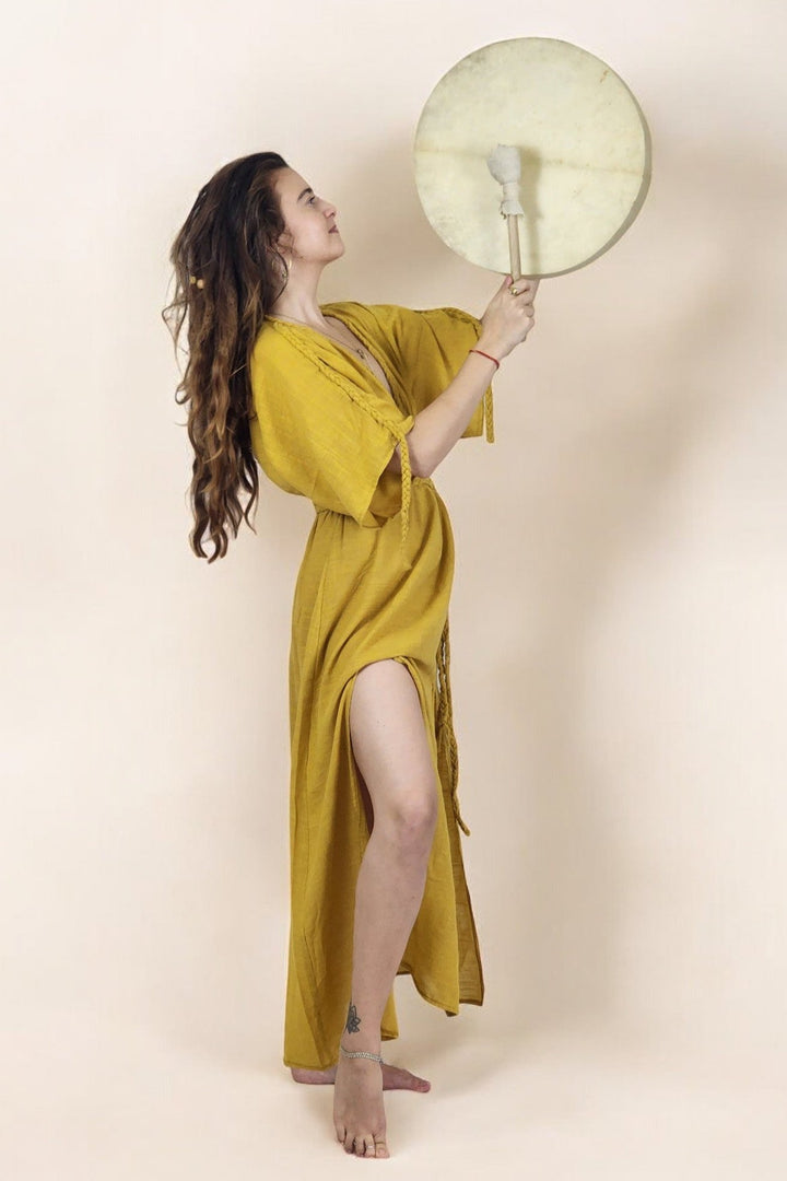Linen Rope Goddess Maxi Dress (Turmeric)
