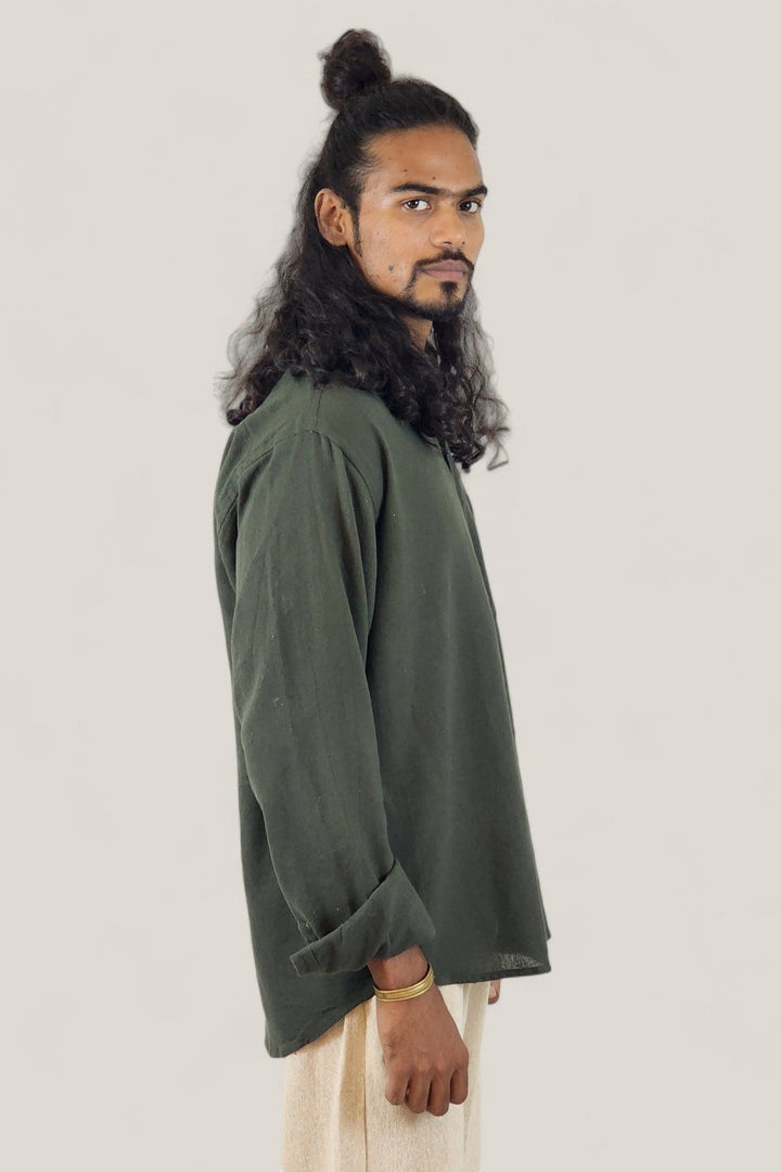 Men's Organic Cotton Long Sleeve Button Down (Forest Green)