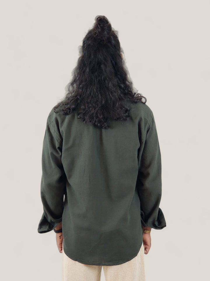 Men's Organic Cotton Long Sleeve Button Down (Forest Green)