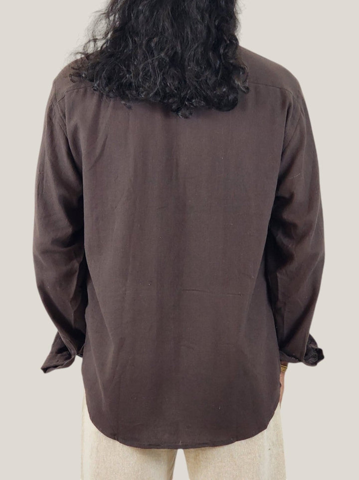 Men's Organic Cotton Long Sleeve Button Down (Cacao Brown)