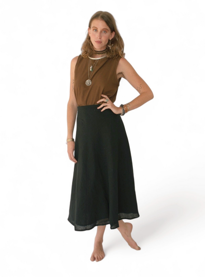 Organic Cotton Wrap Skirt (Black)
