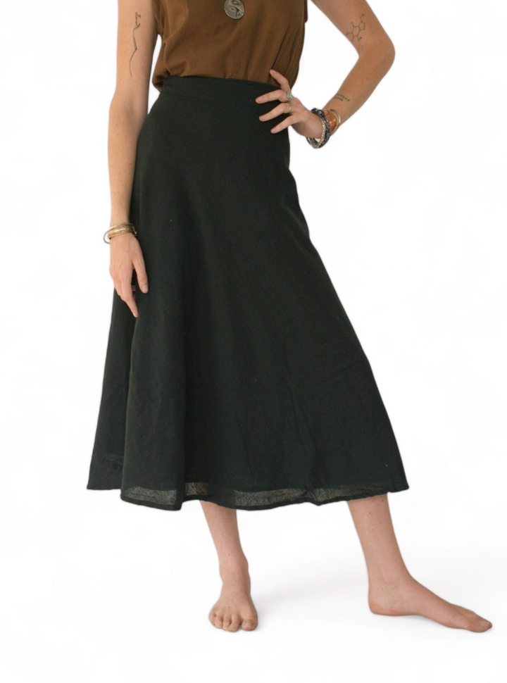 Organic Cotton Wrap Skirt (Black)