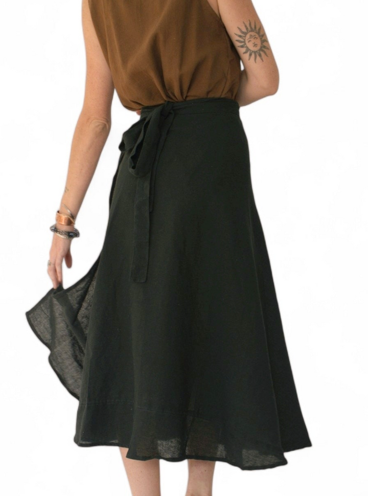 Organic Cotton Wrap Skirt (Black)