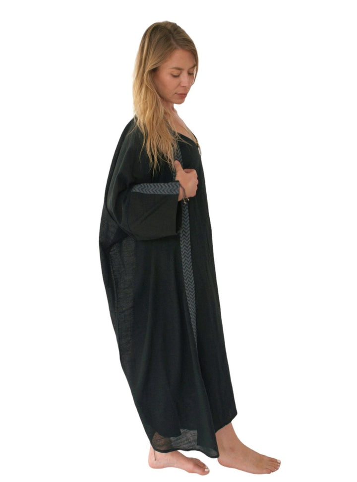 Linen Long Kimono (Black)