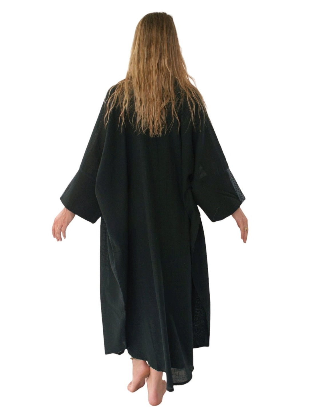Linen Long Kimono (Black)