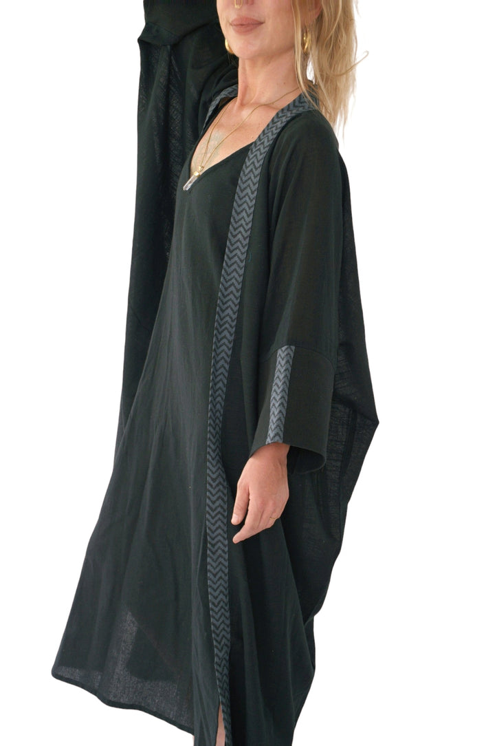 Linen Long Kimono (Black)