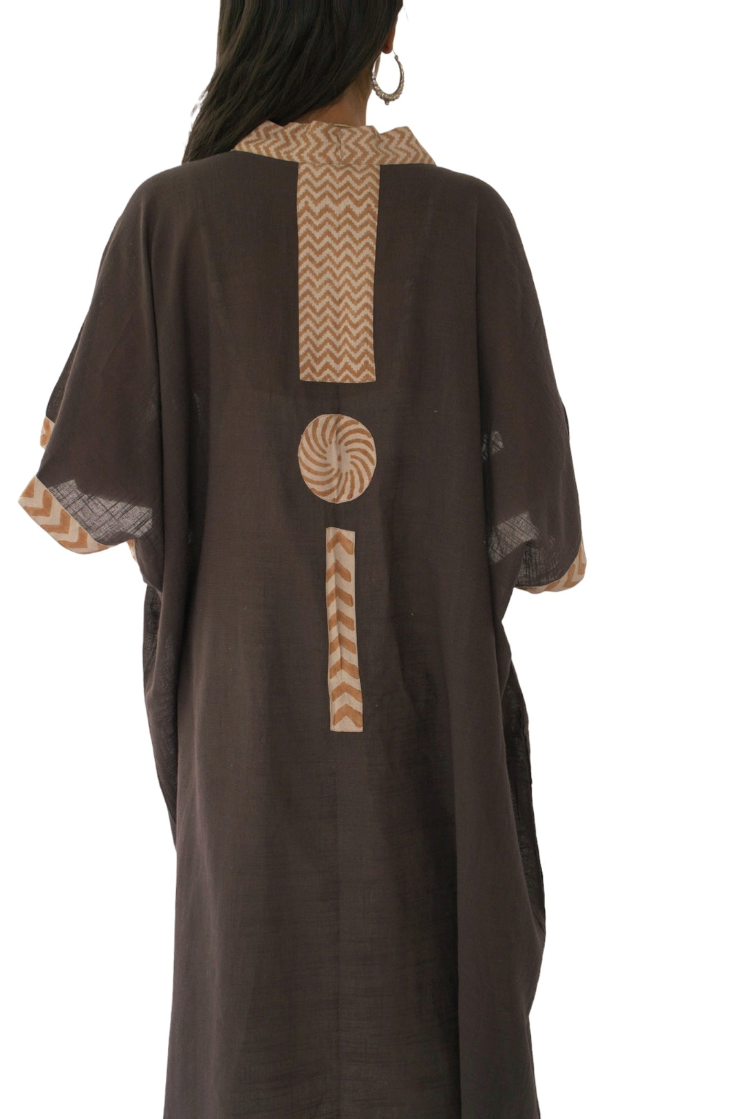 Linen Kimono with Blockprint (Cacao)