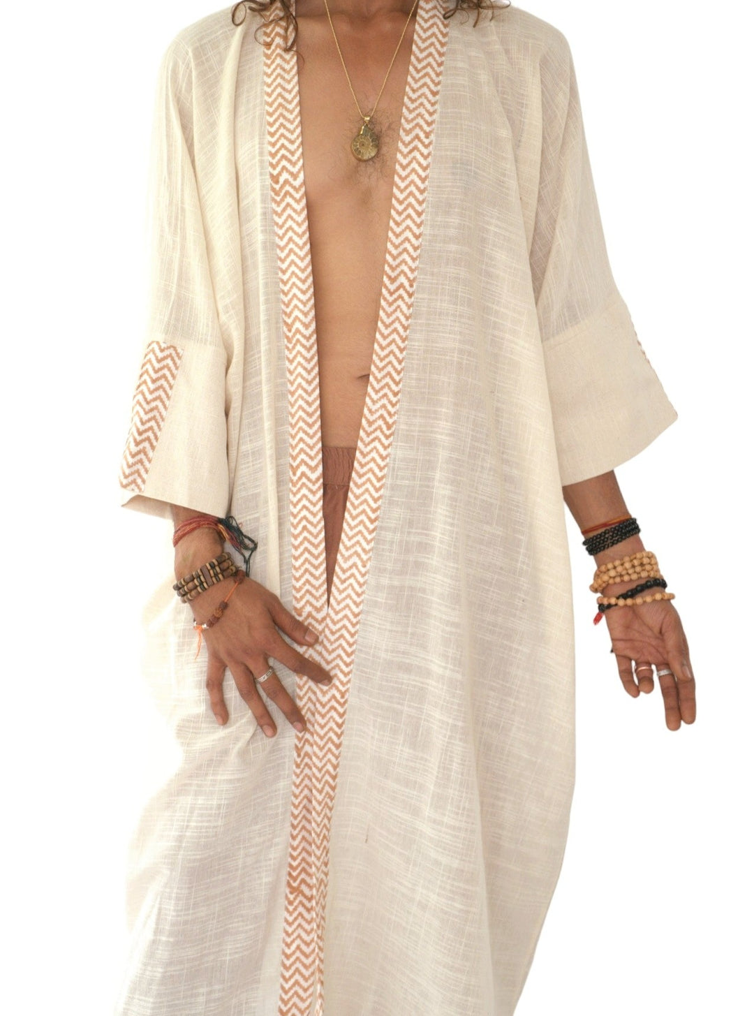 Linen Long Kimono (Cream)