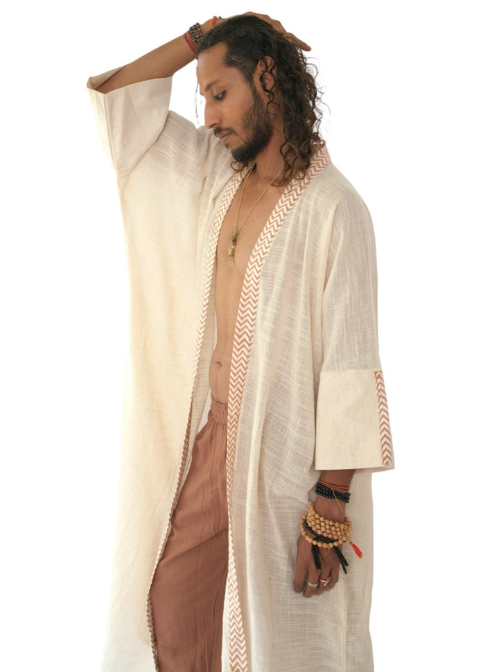 Linen Long Kimono (Cream)