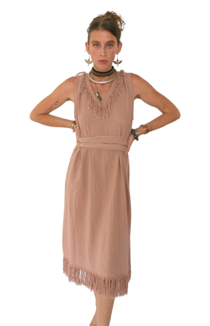 Organic Cotton Fringe Open Back Dress