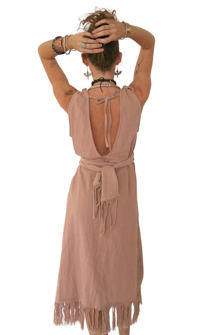 Organic Cotton Fringe Open Back Dress