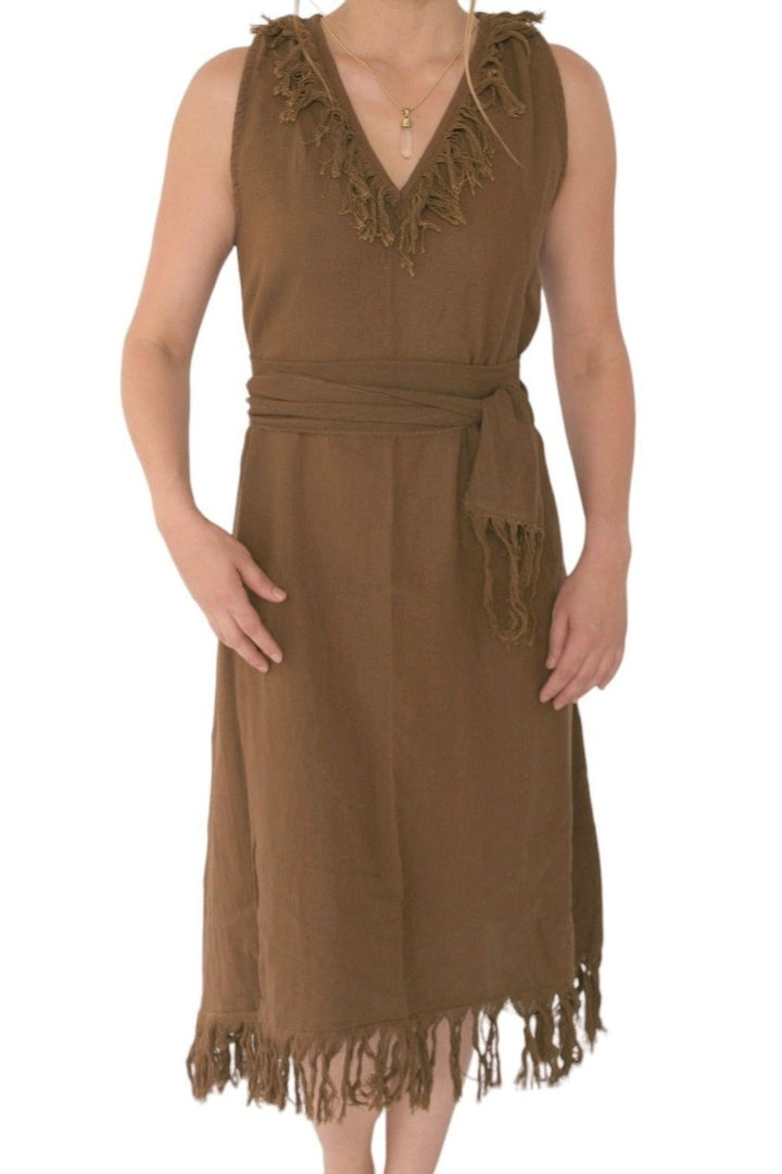 Organic Cotton Open Back Fringe Dress