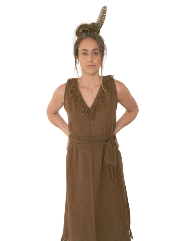 Organic Cotton Open Back Fringe Dress