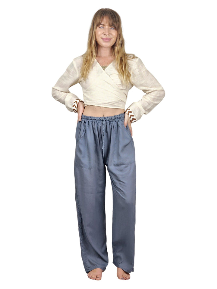 Sustainable Rayon Trousers (Denim Blue)