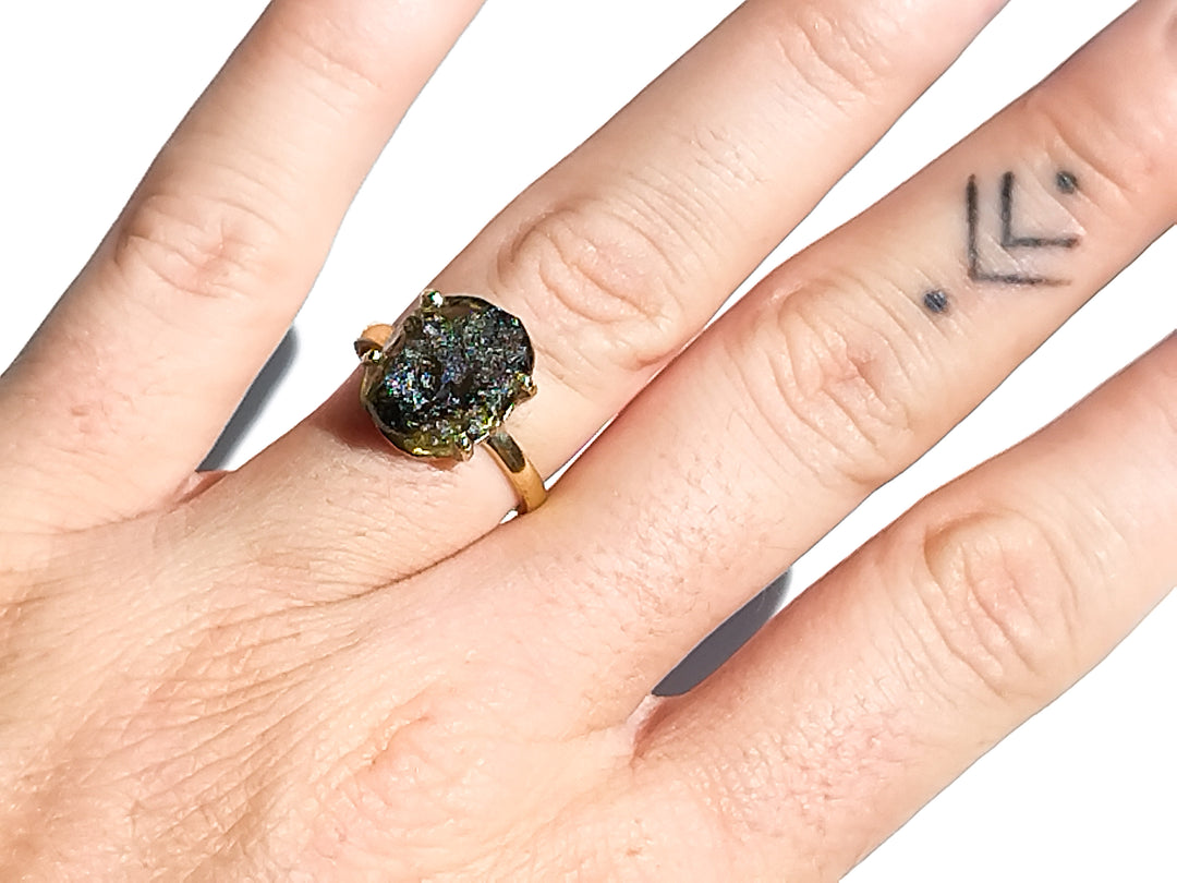 Czech Republic Moldavite Prong Ring - Sacred Ceremony Co.