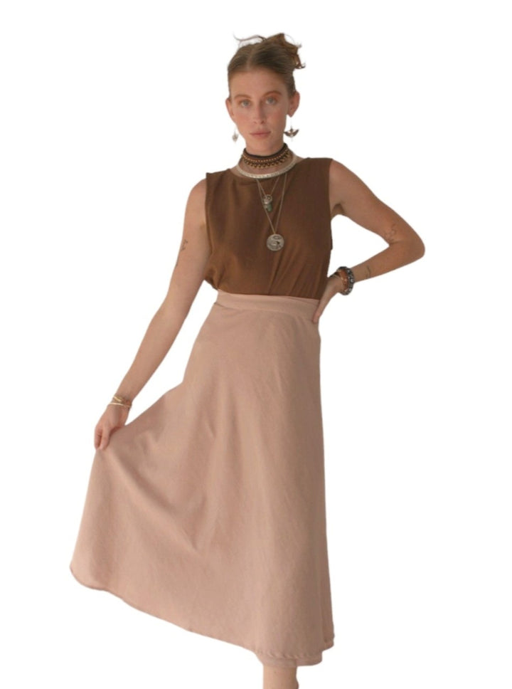 Organic Cotton Wrap Skirt (Dusty Rose)