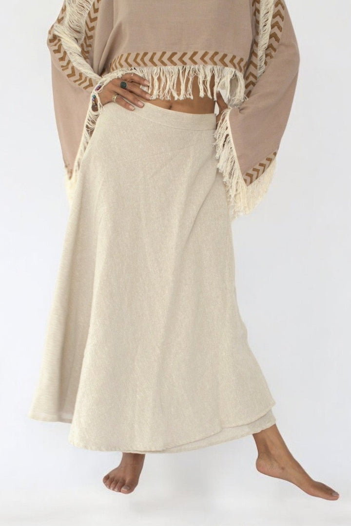 Organic Cotton Wrap Skirt (Cool Sand)