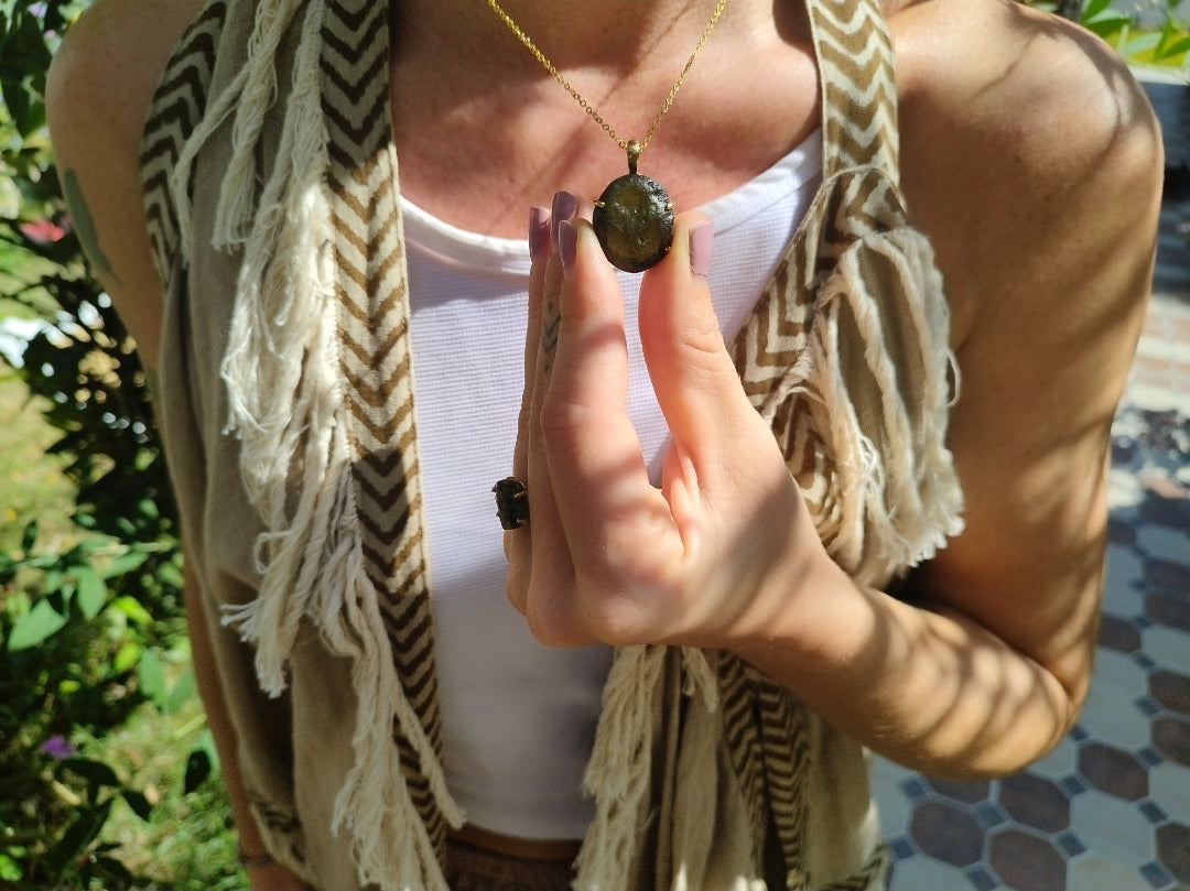 Certified Czech Republic Moldavite Pendant Necklace - Sacred Ceremony Co.