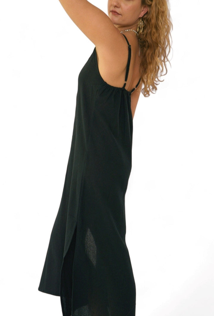 Organic Cotton Strap Dress (Black)