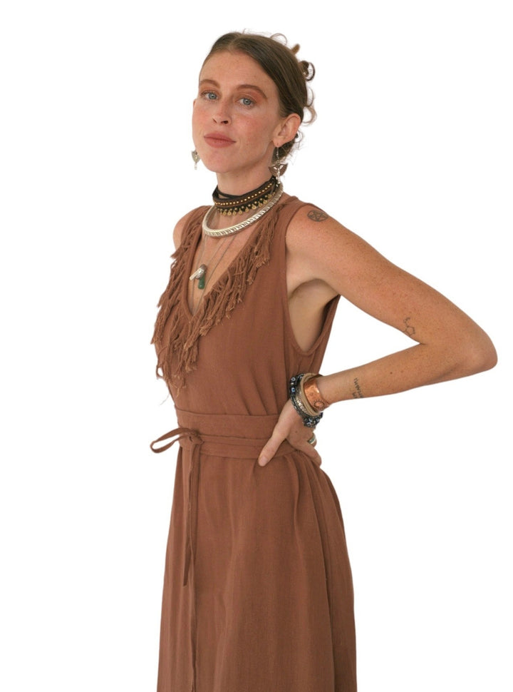 Organic Cotton Fringe Dress (Terracotta)