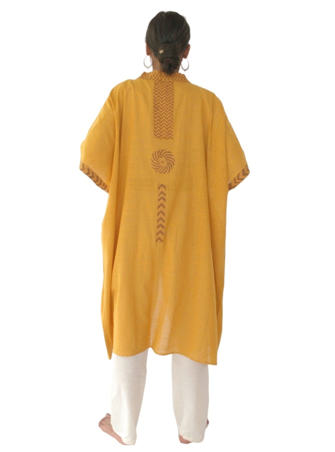 Linen Kimono with Blockprint (Turmeric)