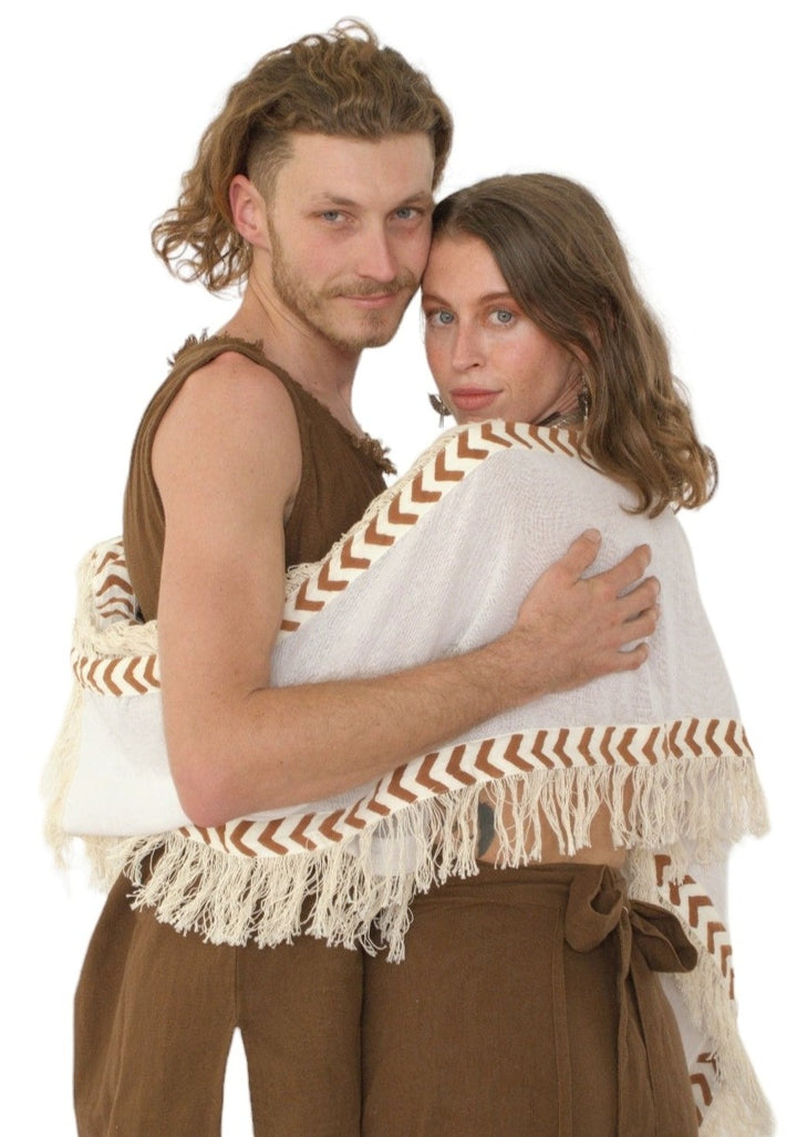 Long Sleeve Crop Top with Fringe (White)
