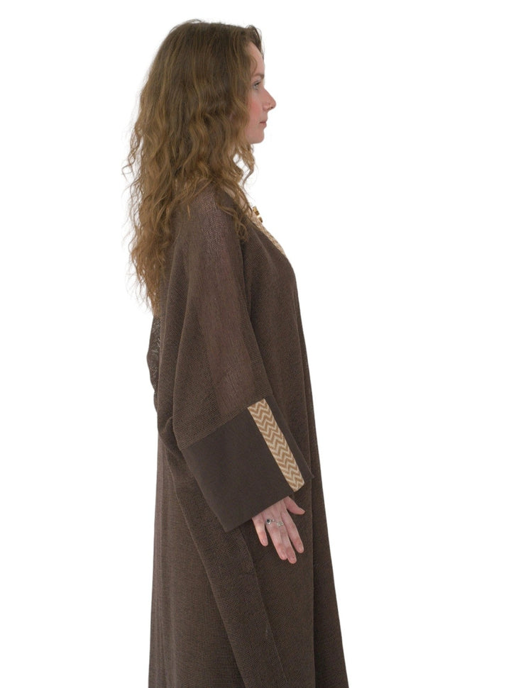 Organic Cotton Mesh Long Kimono (Cacao)