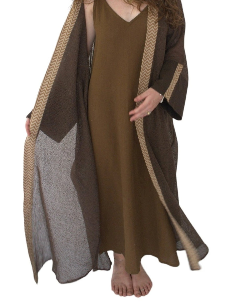 Organic Cotton Mesh Long Kimono (Cacao)