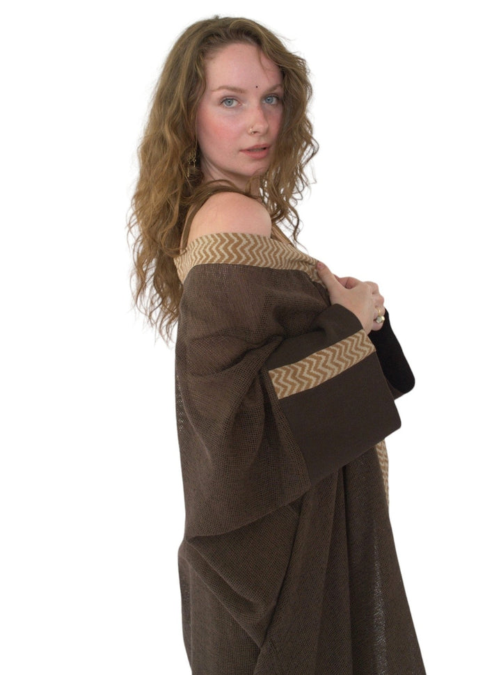Organic Cotton Mesh Long Kimono (Cacao)