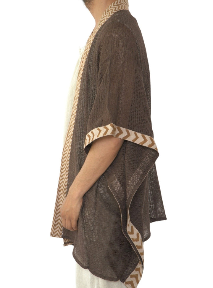 Organic Cotton Mesh Open Poncho  (Cacao)