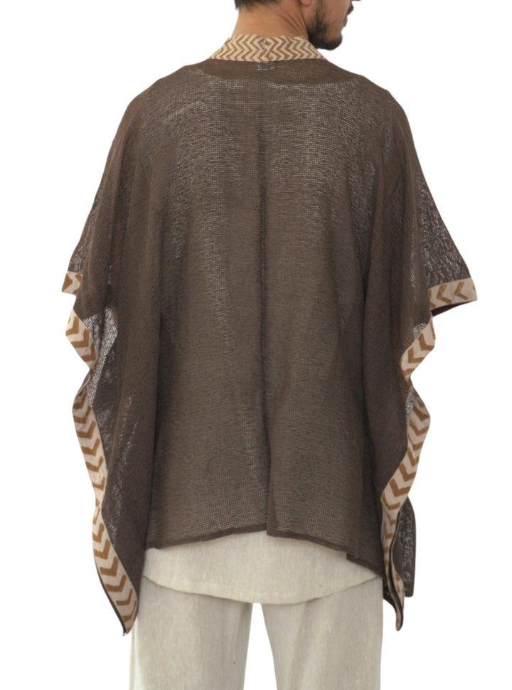 Organic Cotton Mesh Open Poncho  (Cacao)