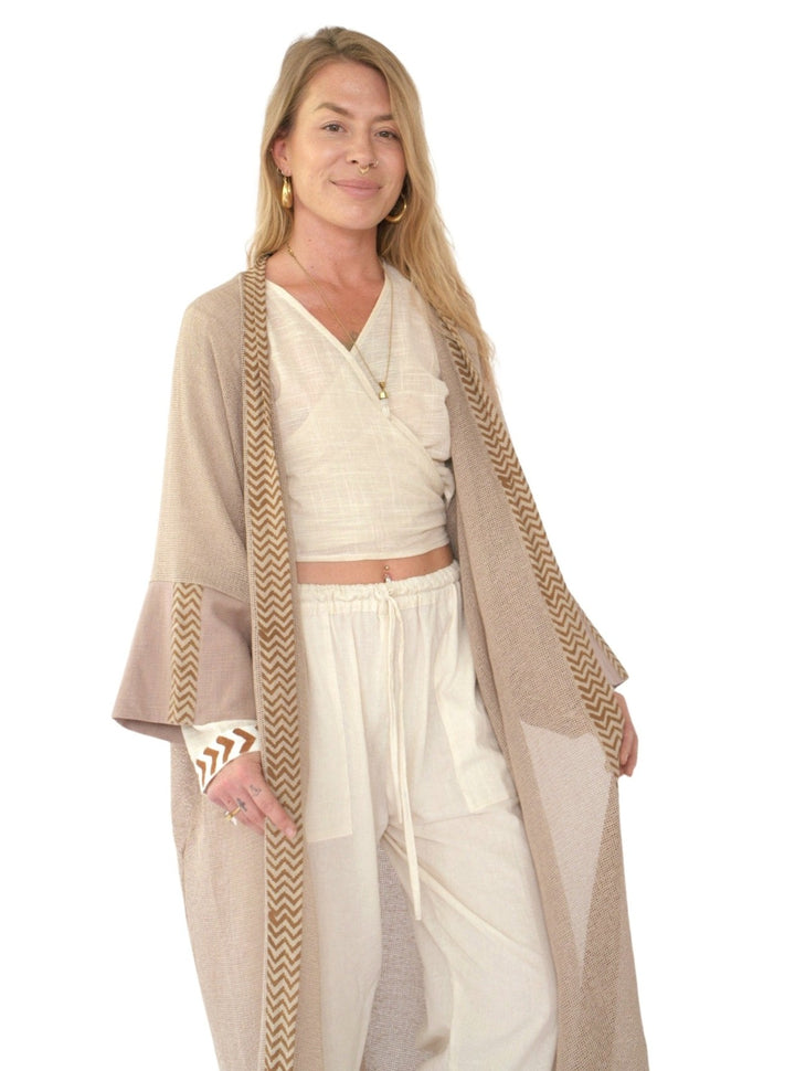Organic Cotton Mesh Long Kimono (Dusty Rose)