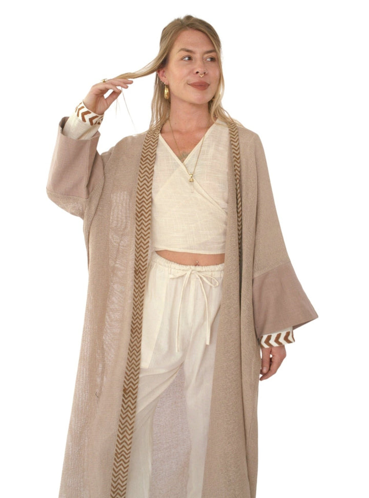 Organic Cotton Mesh Long Kimono (Dusty Rose)