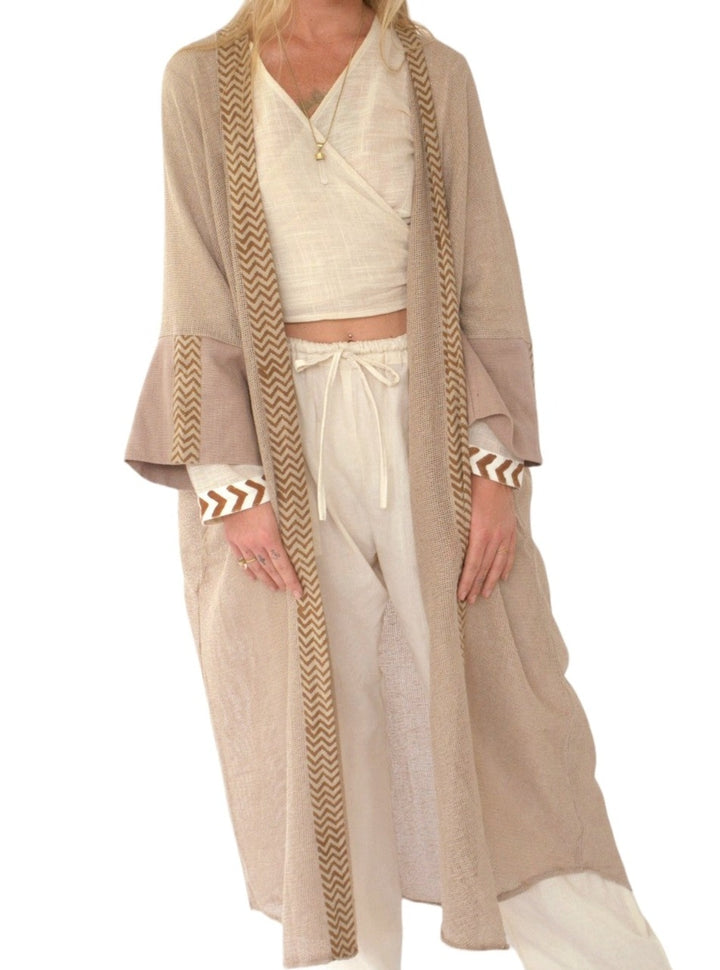 Organic Cotton Mesh Long Kimono (Dusty Rose)