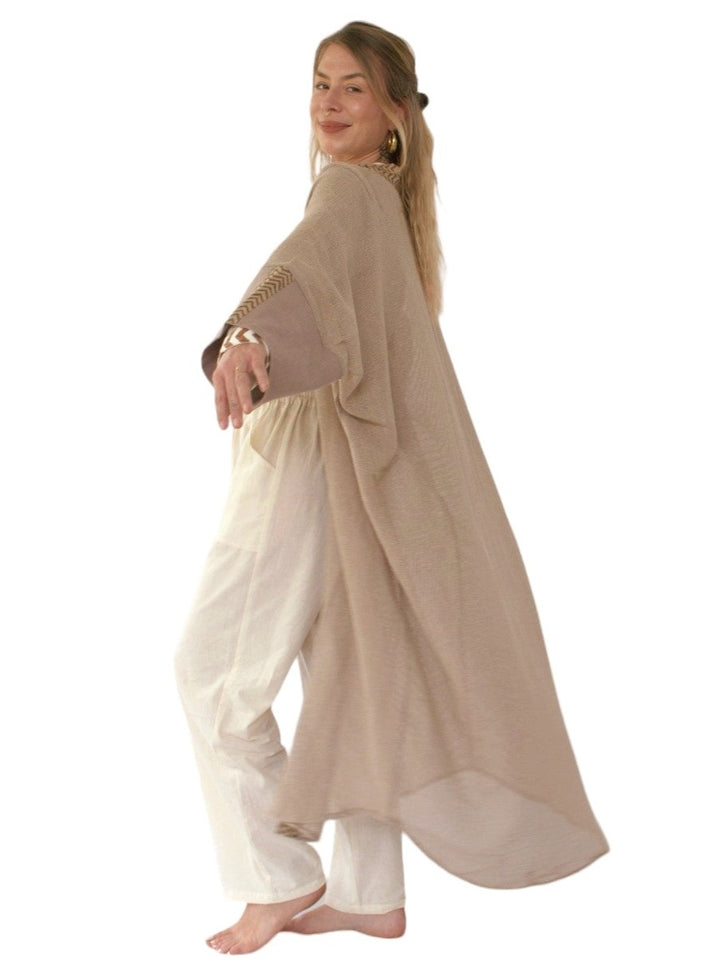 Organic Cotton Mesh Long Kimono (Dusty Rose)