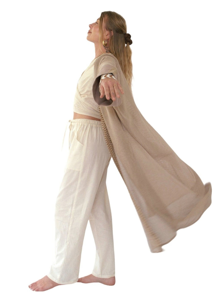 Organic Cotton Mesh Long Kimono (Dusty Rose)