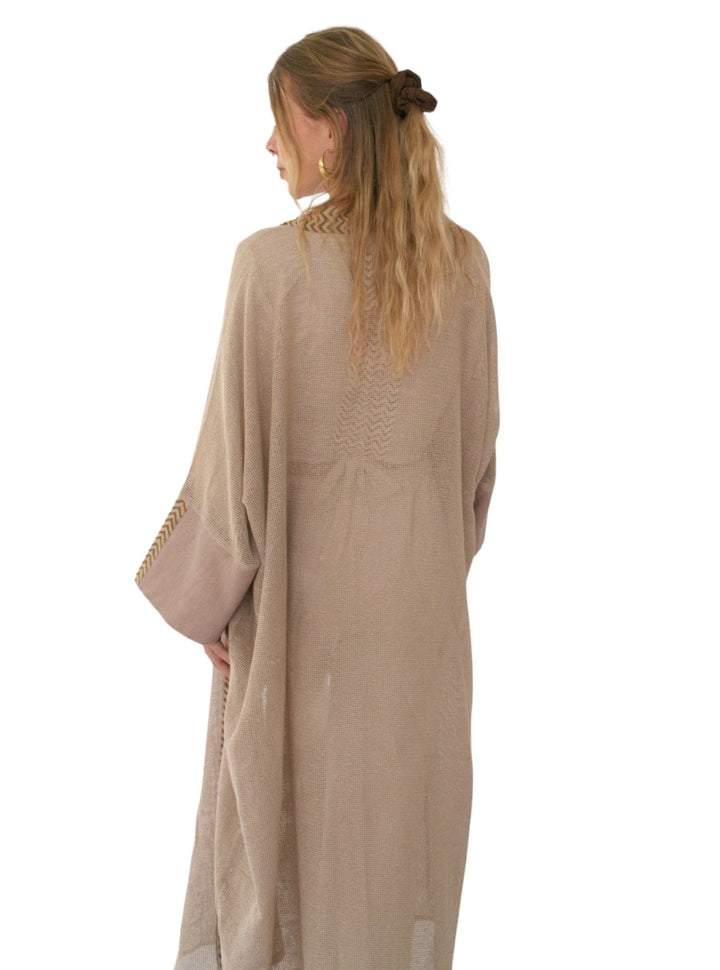 Organic Cotton Mesh Long Kimono (Dusty Rose)