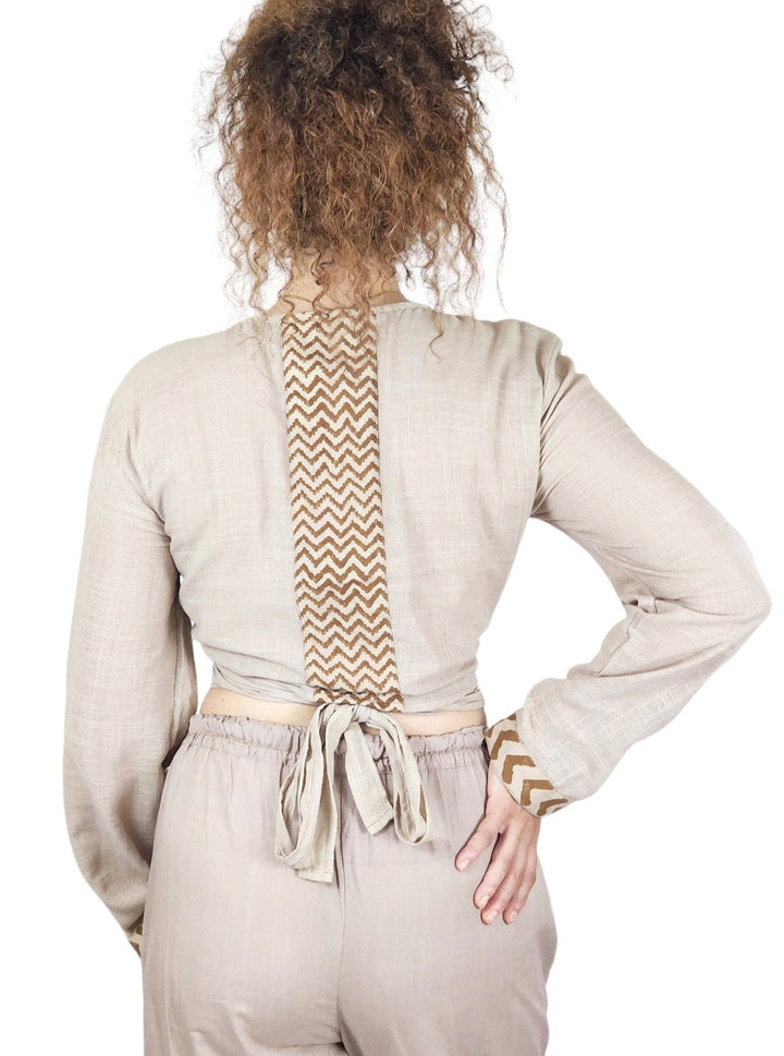 Linen Long Sleeve Wrap Shirt (Dusty Rose)