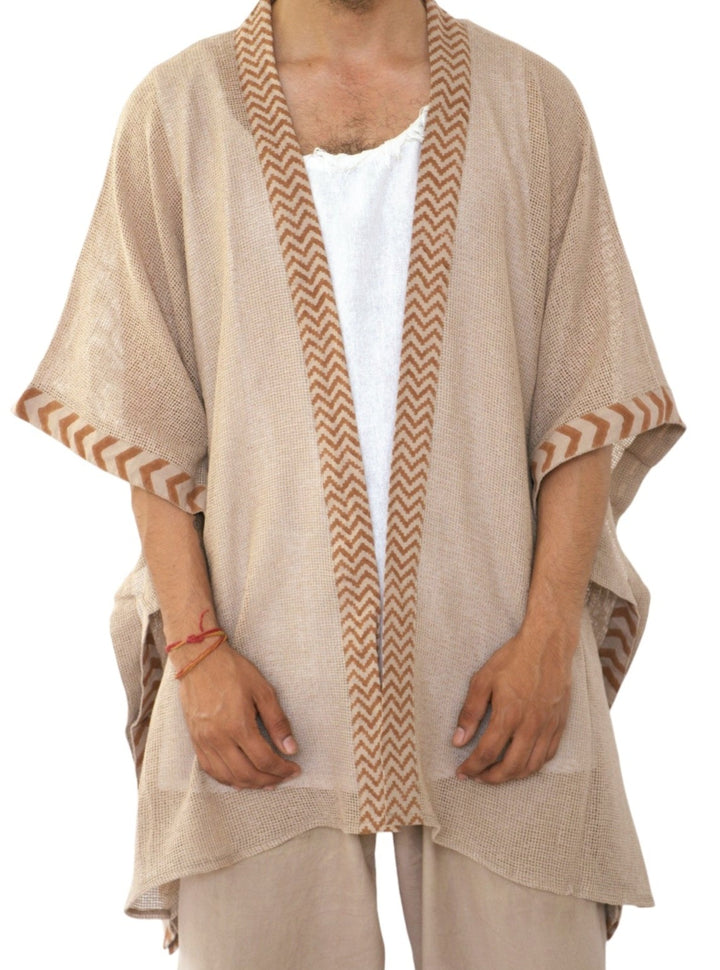 Organic Cotton Mesh Open Poncho  (Dusty Rose)