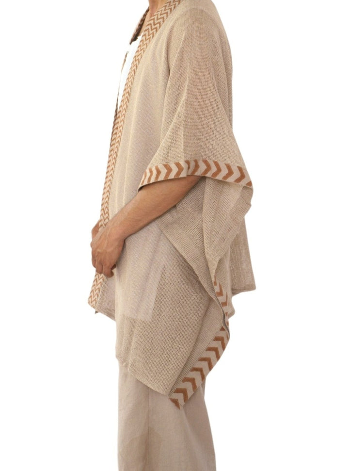 Organic Cotton Mesh Open Poncho  (Dusty Rose)