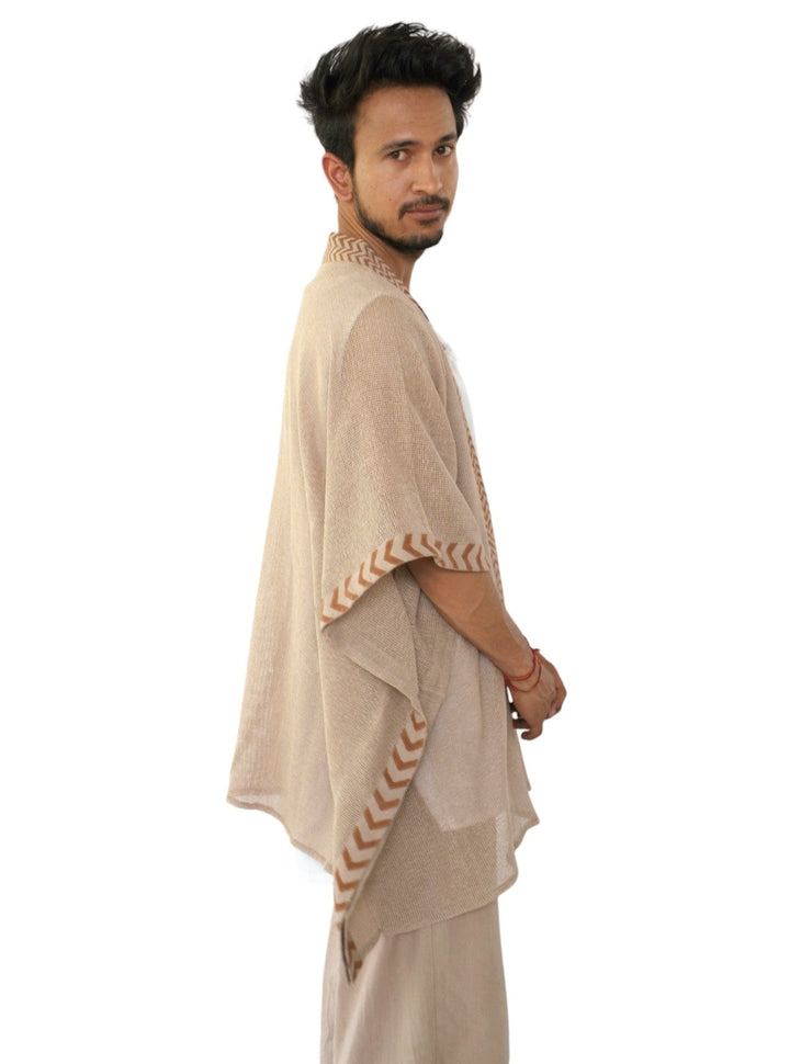 Organic Cotton Mesh Open Poncho  (Dusty Rose)