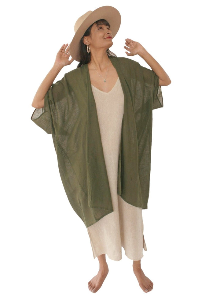 Linen Shrug (Forest Green)