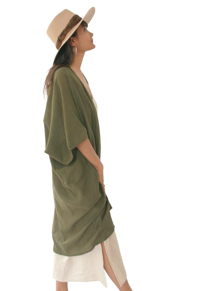 Linen Shrug (Forest Green)