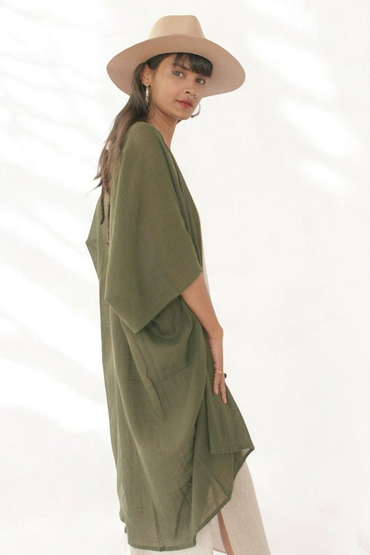 Linen Shrug (Forest Green)