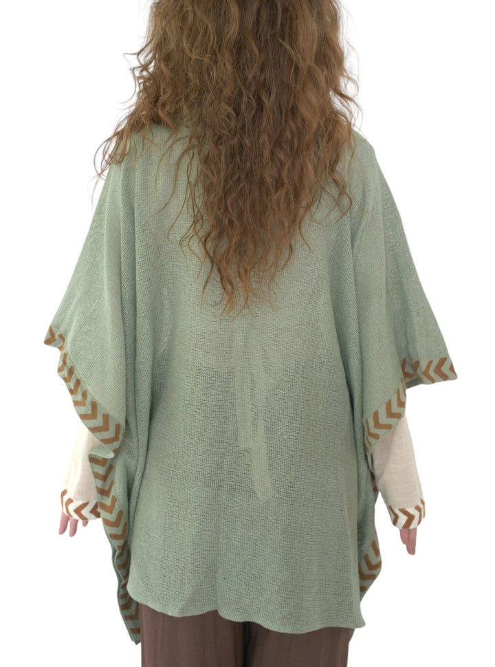 Organic Cotton Mesh Open Poncho  (Sage)