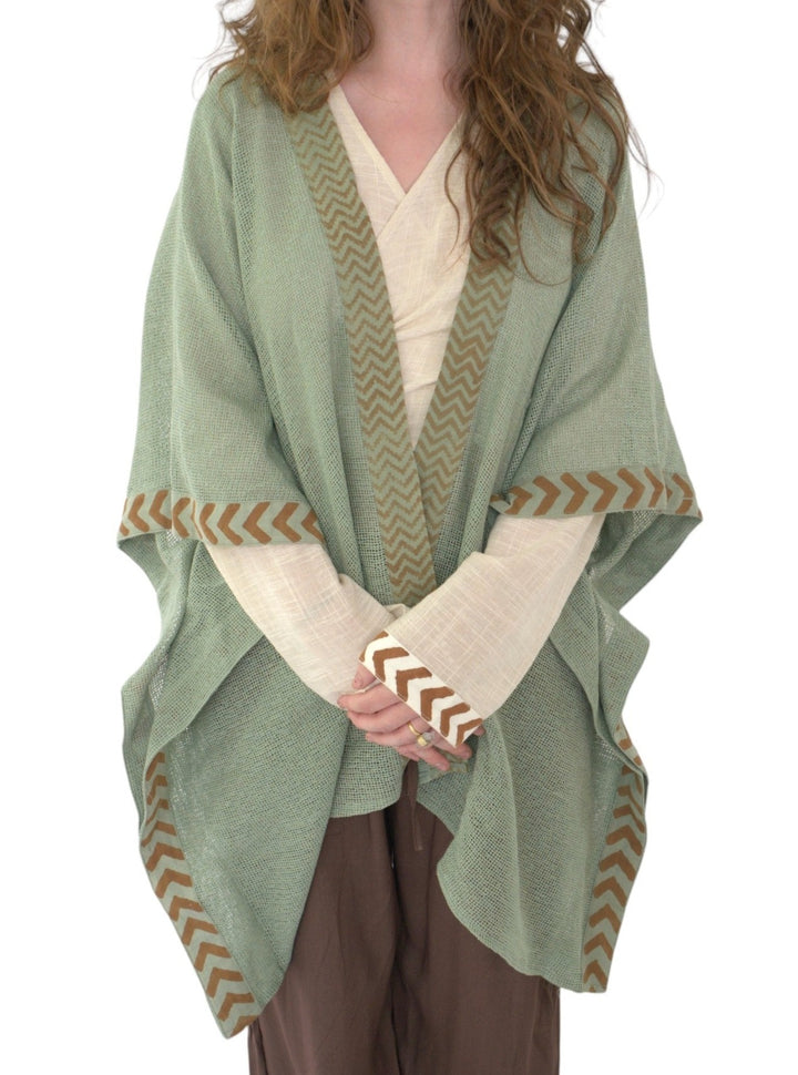 Organic Cotton Mesh Open Poncho  (Sage)